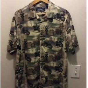 Newport Blue Motorcycle Themed Button Front Shirt